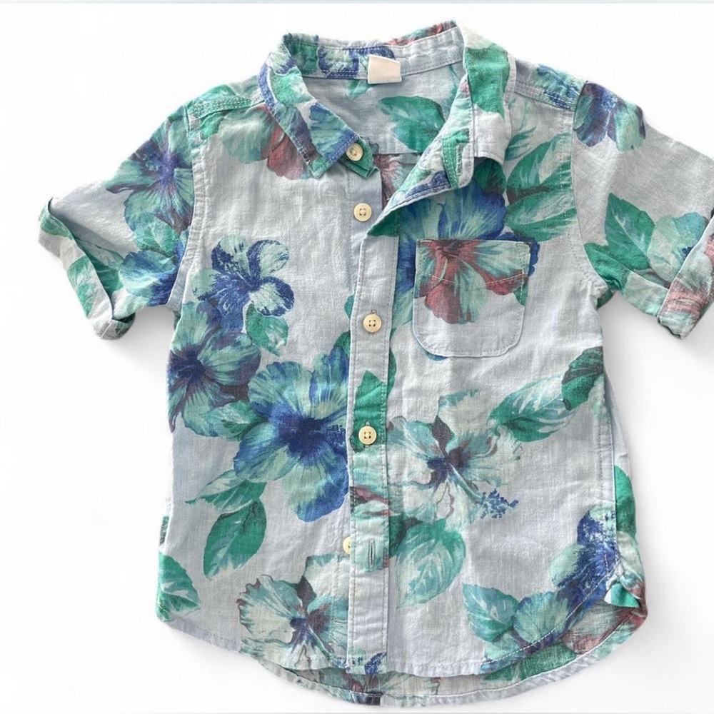 Baby GAP linen button down poplin shirt size 18-24M - used once